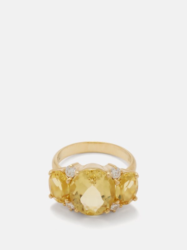 Irene Neuwirth Gemmy Gem diamond, heliodor & 18kt gold ring