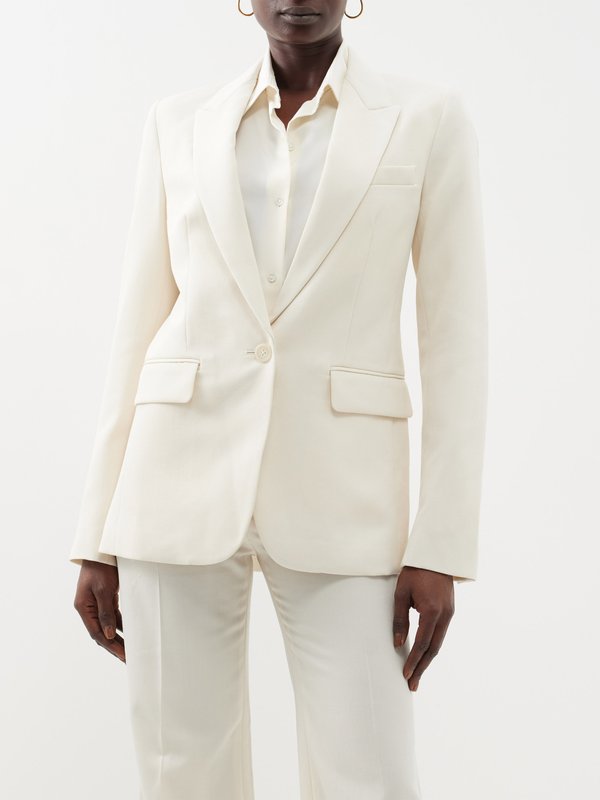 White Adele single-breasted wool tailored suit jacket | Nili Lotan