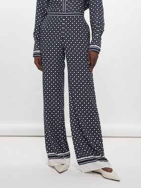 La Ligne Mia geometric-print silk-blend wide-leg trousers