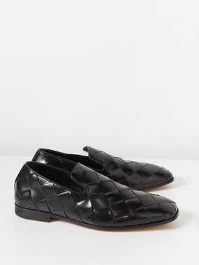 Bottega Veneta Roma Intrecciato-leather loafers