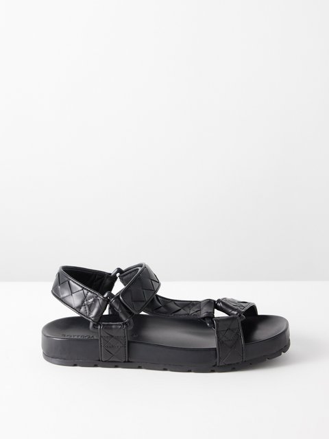 Black Intrecciato leather sandals | Bottega Veneta | MATCHES UK