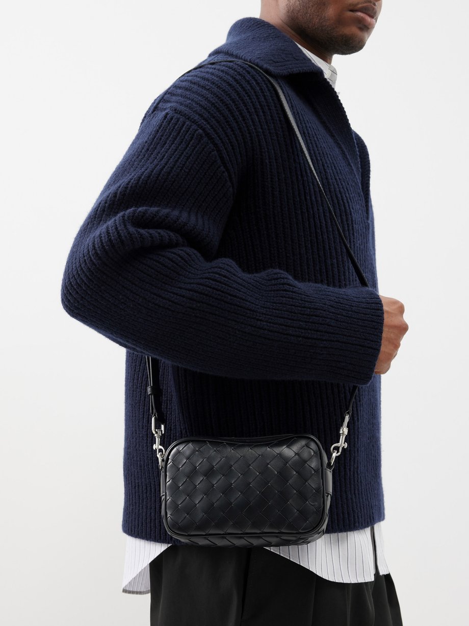 Black Intrecciato-leather mini cross-body bag | Bottega Veneta ...