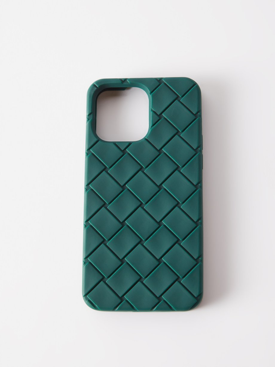 Green Intrecciato rubber iPhone® 14 Pro Max case | Bottega Veneta