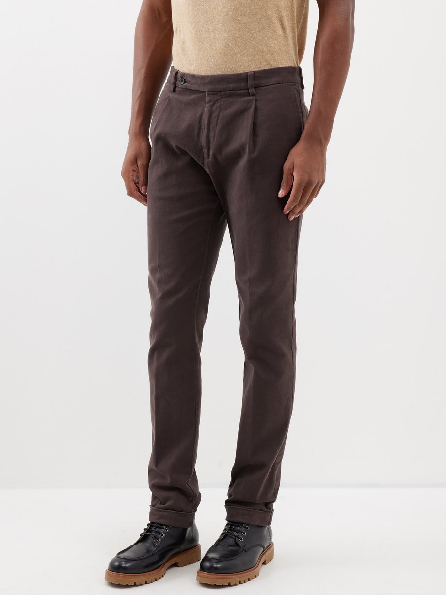 Thom Sweeney Single-pleat brushed cotton-blend chinos