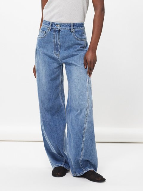 Blue Anagram-patch wide-leg jeans, LOEWE