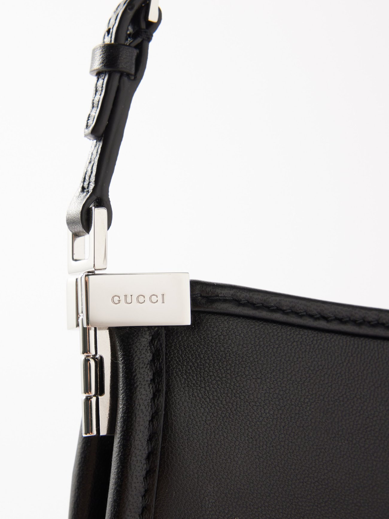 Gucci Small New Slim Horsebit Shoulder Bag in Black