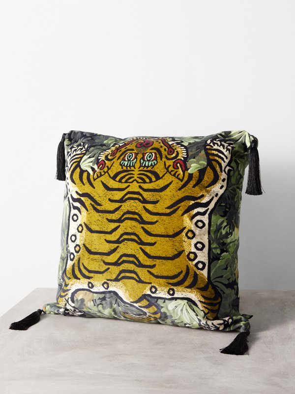 House Of Hackney Saber large tiger-print tasselled velvet cushion