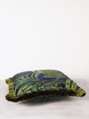 House Of Hackney House of Hackney Palmeral medium fringed cotton-velvet cushion