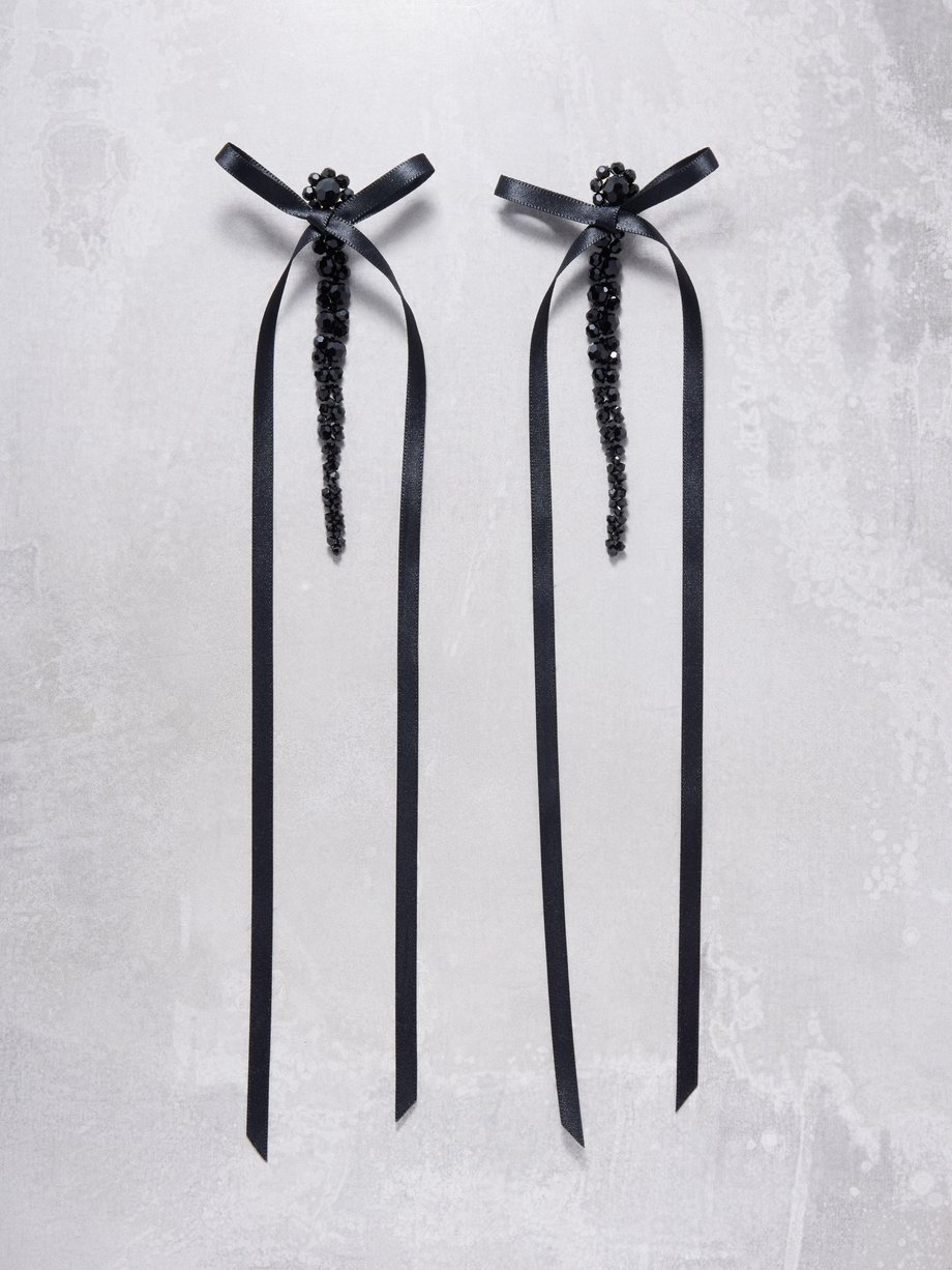 Black Bow and crystal drop earrings | Simone Rocha | MATCHES UK