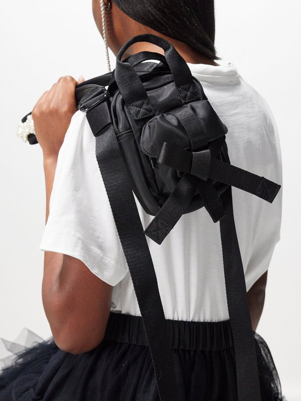 Simone Rocha Faux pearl-embellished nylon cross-body bag