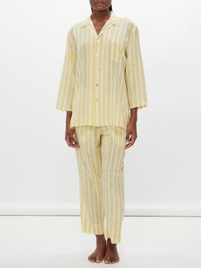 Olivia von Halle Casablanca striped silk crepe de Chine pyjamas