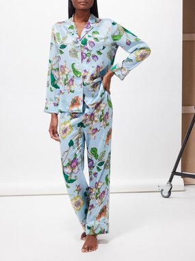 Olivia von Halle Lila floral-print silk-satin pyjamas
