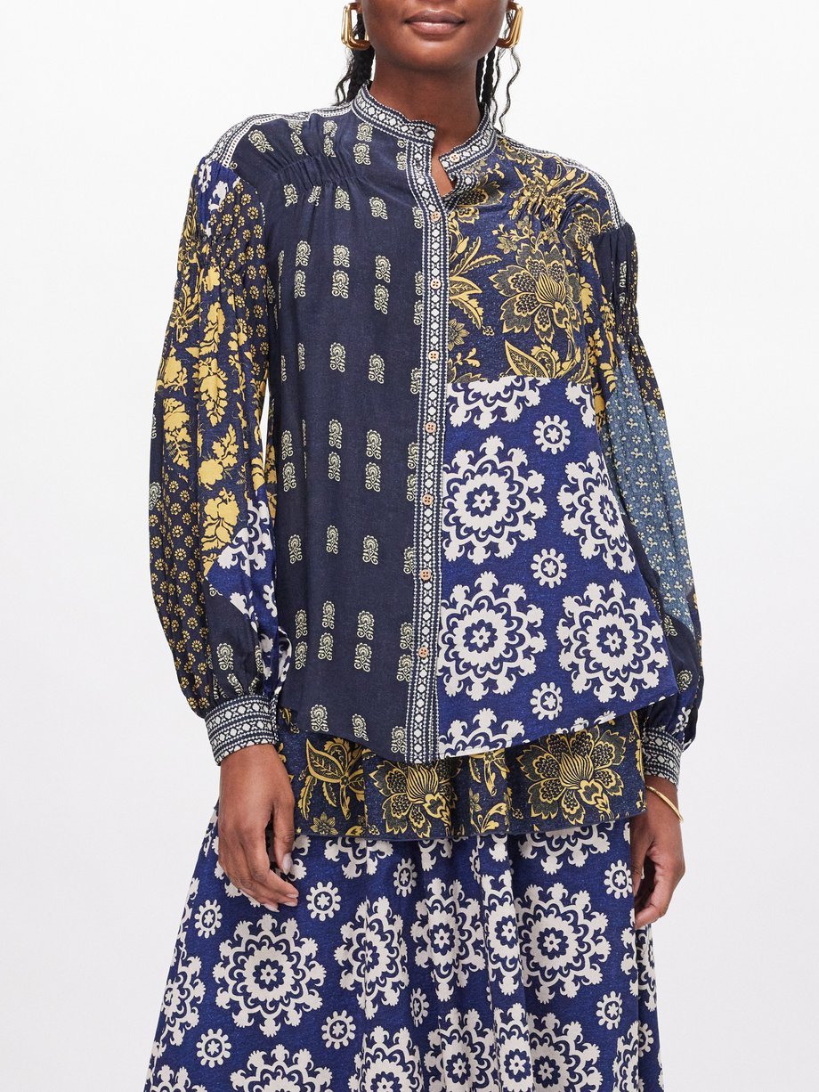 Boteh Florimonde floral-print silk-crepe shirt
