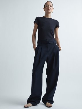 Raey Pleat-front belted wool trousers