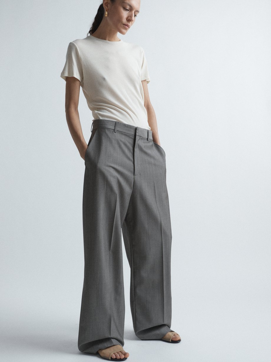 Light purple flat-front stretch regular fit Women Trousers | Sumissura