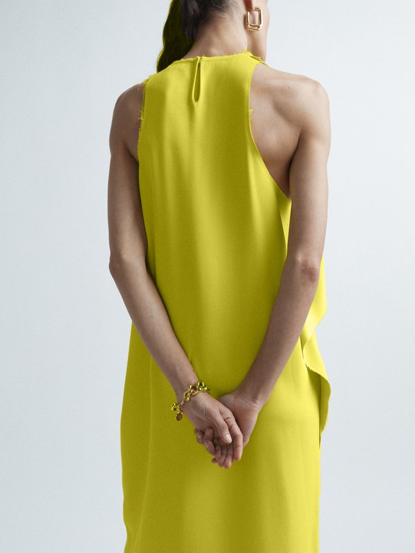 Yellow Drape side crepe dress | Raey | MATCHES UK