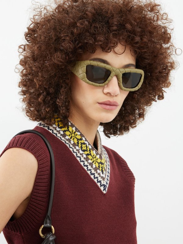 Bottega Veneta Eyewear (Bottega Veneta) Intrecciato oversized acetate sunglasses