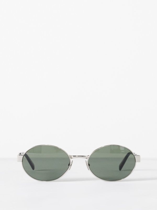 Saint Laurent Eyewear (Saint Laurent) Logo-engraved oval metal sunglasses