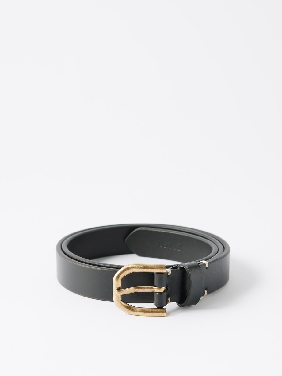 Slim Leather Belt in Black - Saint Laurent