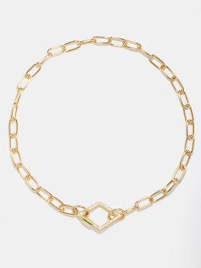 By Alona Annie crystal & 18kt gold-plated neckline