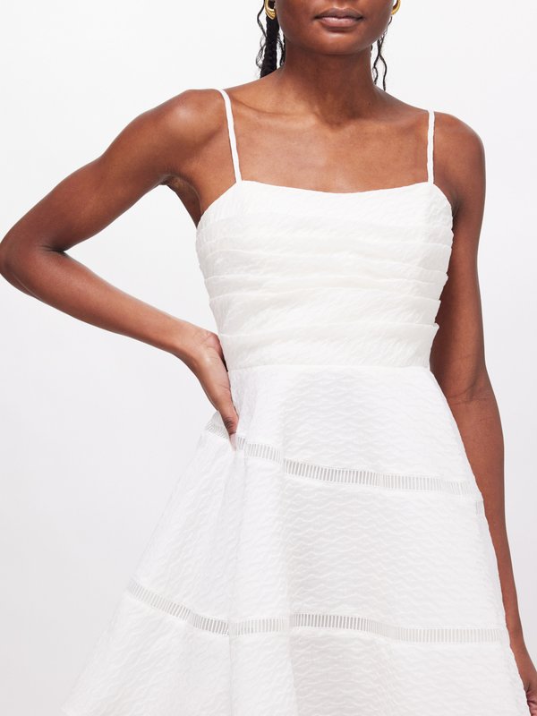 Strapless Linen Blend Mini Dress in White