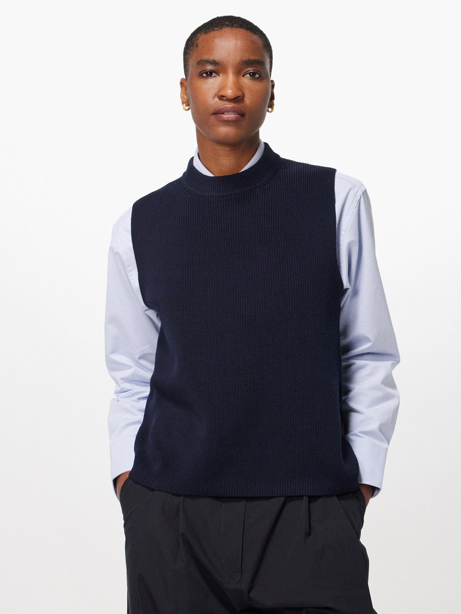Navy Sumire ribbed-knit cotton vest | Studio Nicholson | MATCHES UK