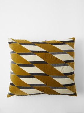 Christina Lundsteen Layla striped cotton-velvet cushion