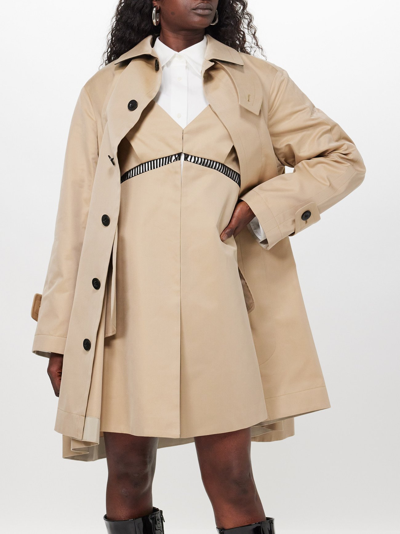 Oversized cotton-gabardine trench jacket