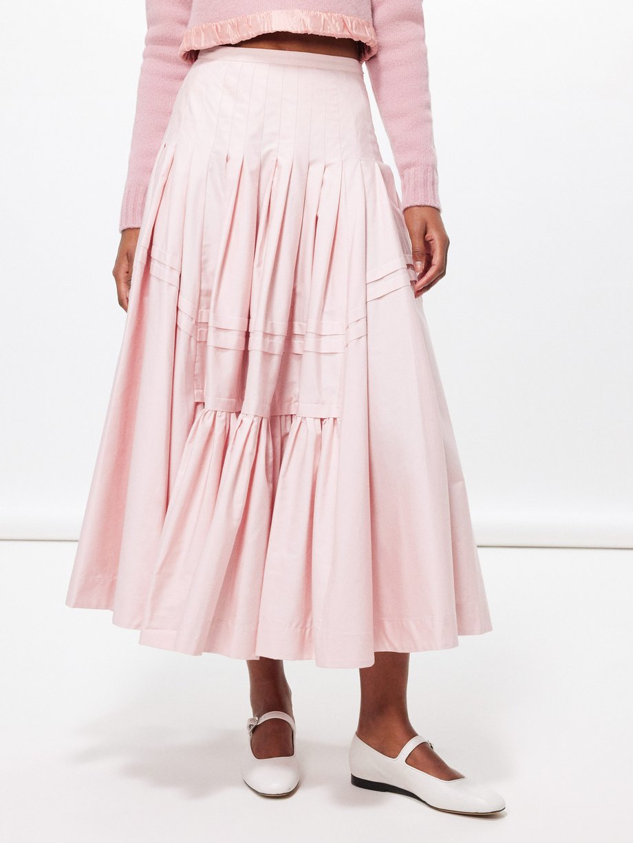Molly Goddard Holly pleated cotton-poplin midi skirt