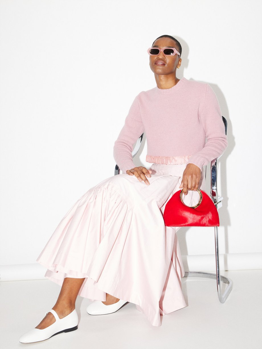 Pink Katia satin-trim lambswool sweater | Molly Goddard | MATCHES UK