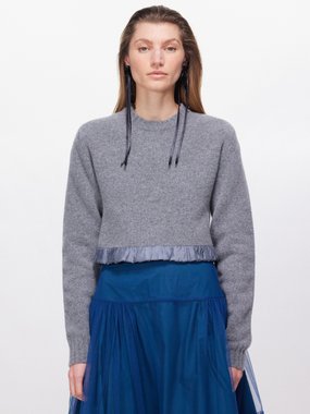 Molly Goddard Katia satin-trim button-back wool sweater
