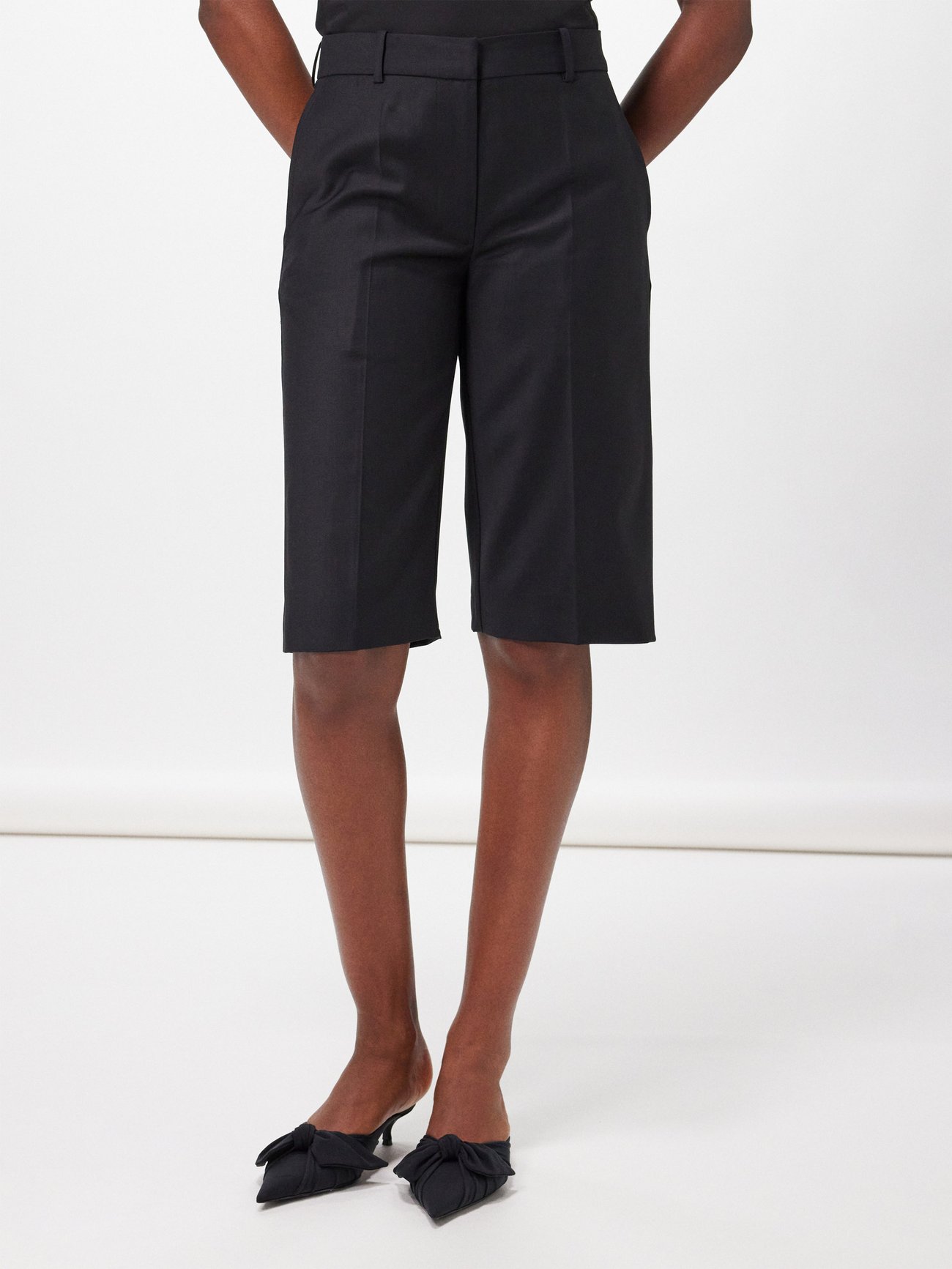 Wool Double Natte Crepe Hot Shorts Grey