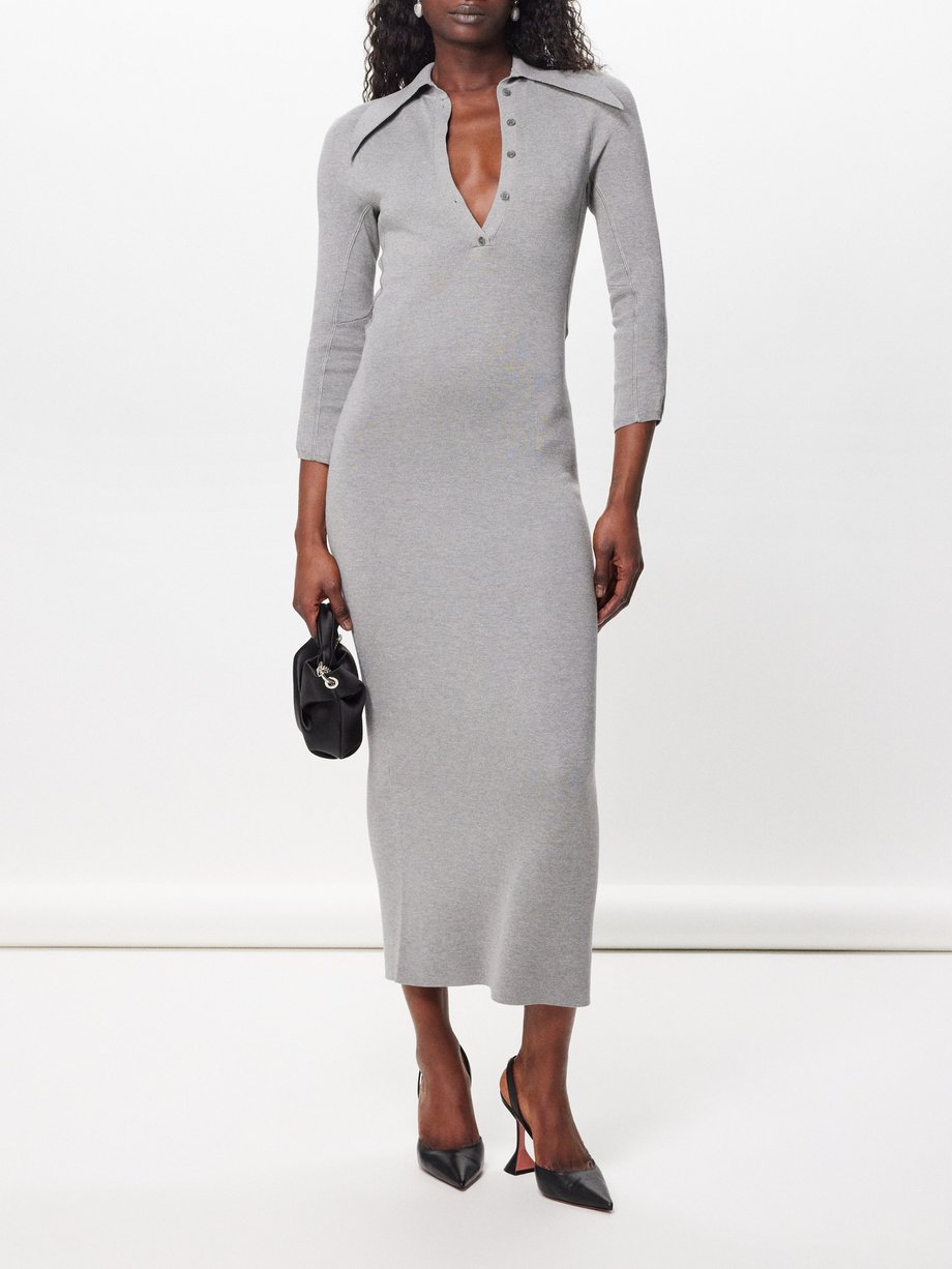 Grey Alerone double-faced silk-blend midi dress | 16Arlington | MATCHES UK