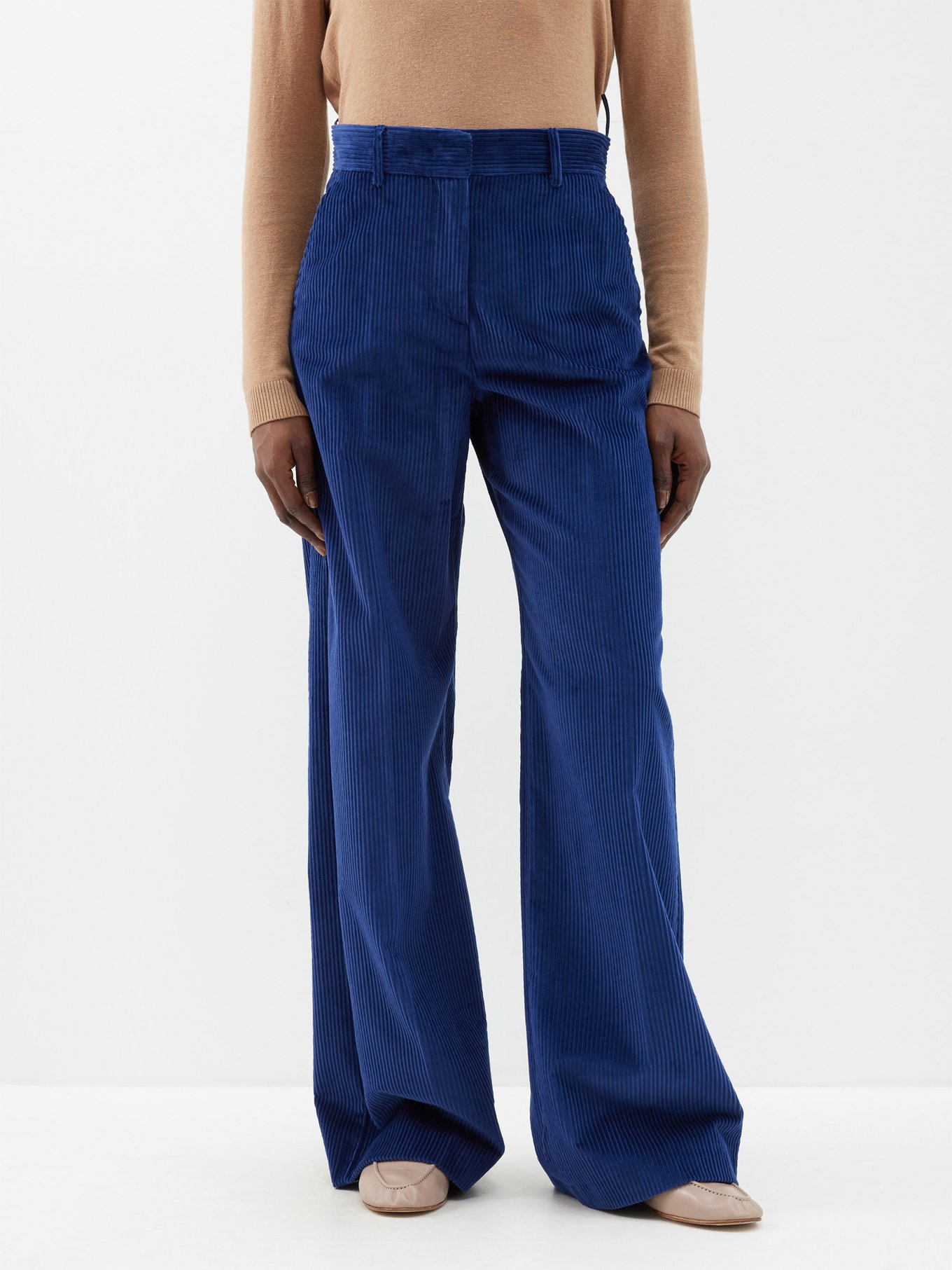 Weekday Flared Corduroy Trousers in Blue