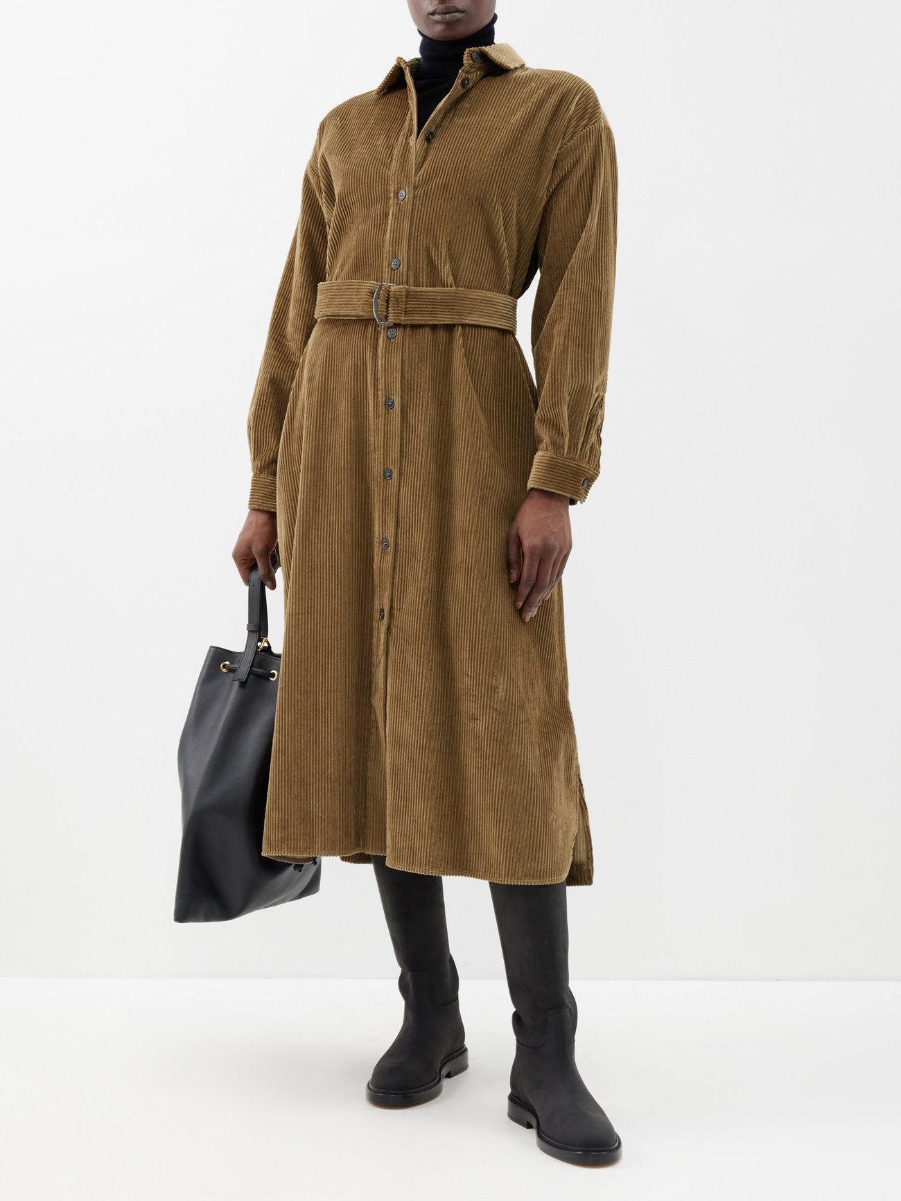 Green Veronica belted wool shirt dress, SaSuPhi