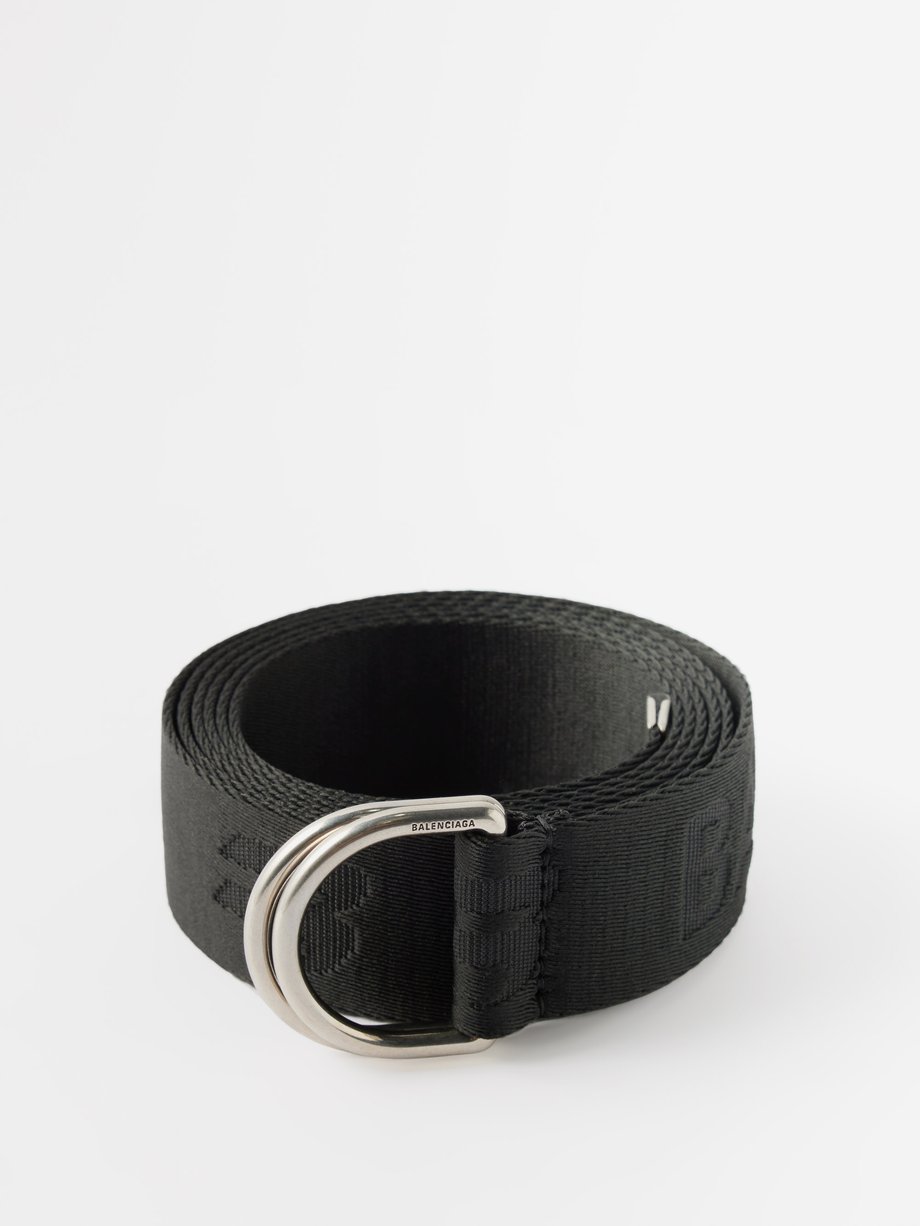 Black D-ring logo-jacquard belt | Balenciaga | MATCHES UK