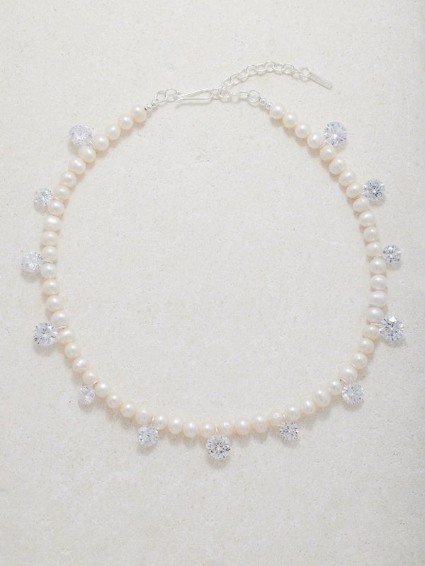 Completedworks Pearl & cubic zirconia platinum-plated necklace