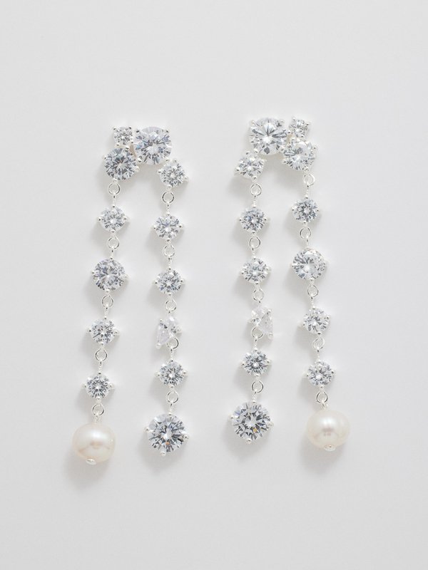 Completedworks Cubic zirconia, pearl & platinum-plated earrings