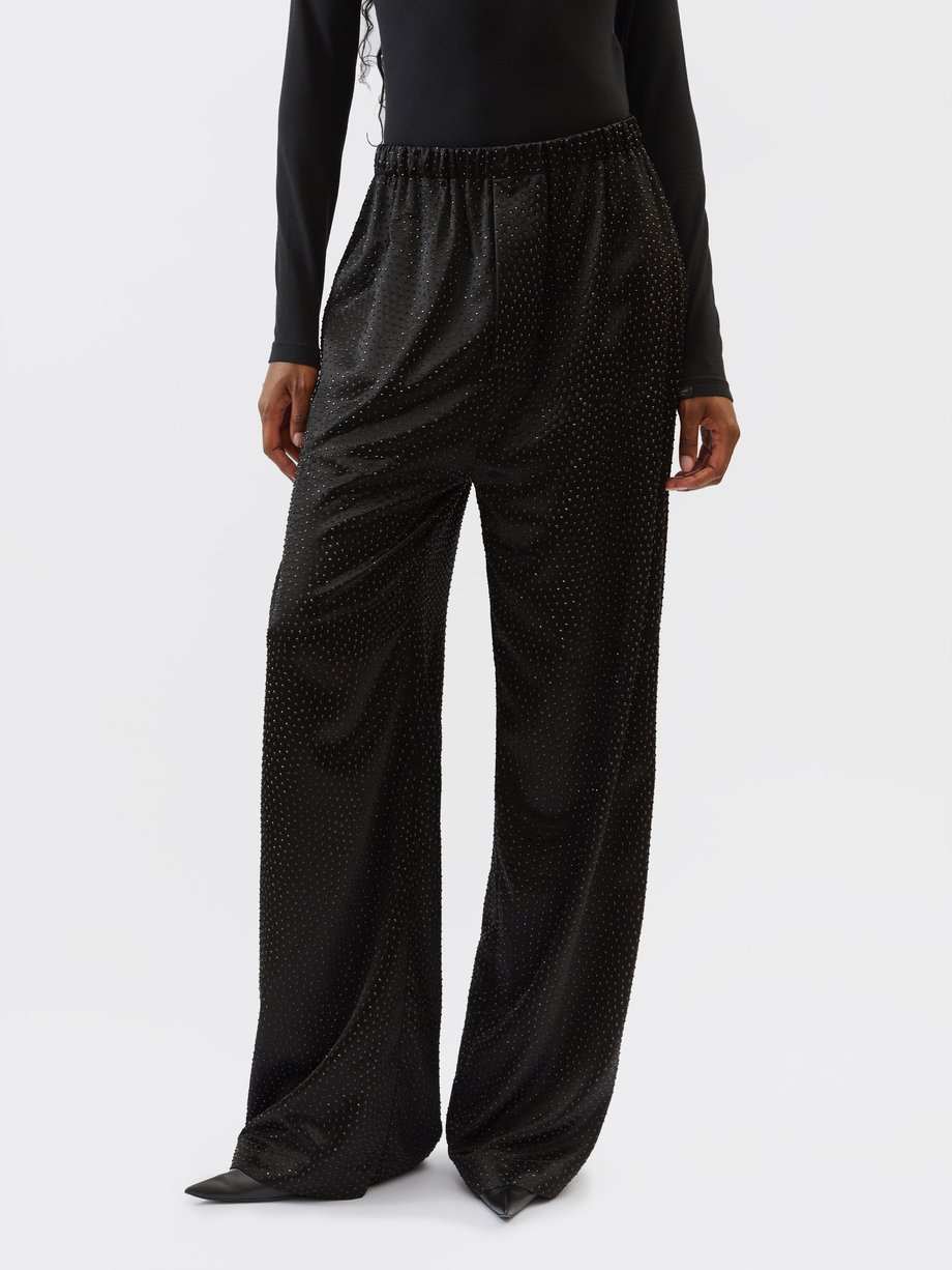 Black Wide-leg tailored trousers | Balenciaga | MATCHES UK