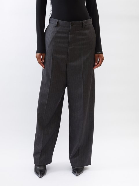 Hybrid Tailoring wool wide-leg pants in black - Balenciaga | Mytheresa