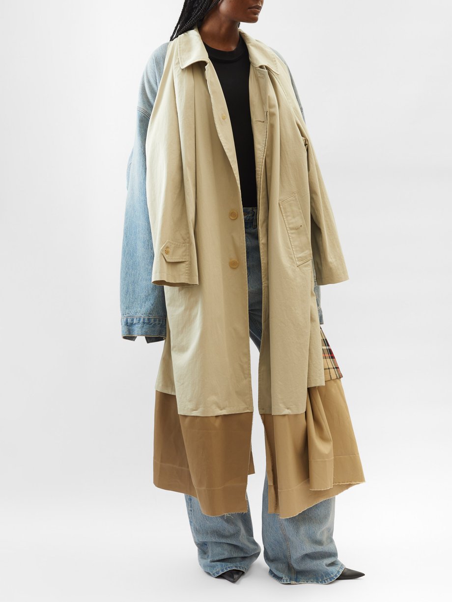 Beige Hybrid denim and gabardine car coat | Balenciaga | MATCHES UK