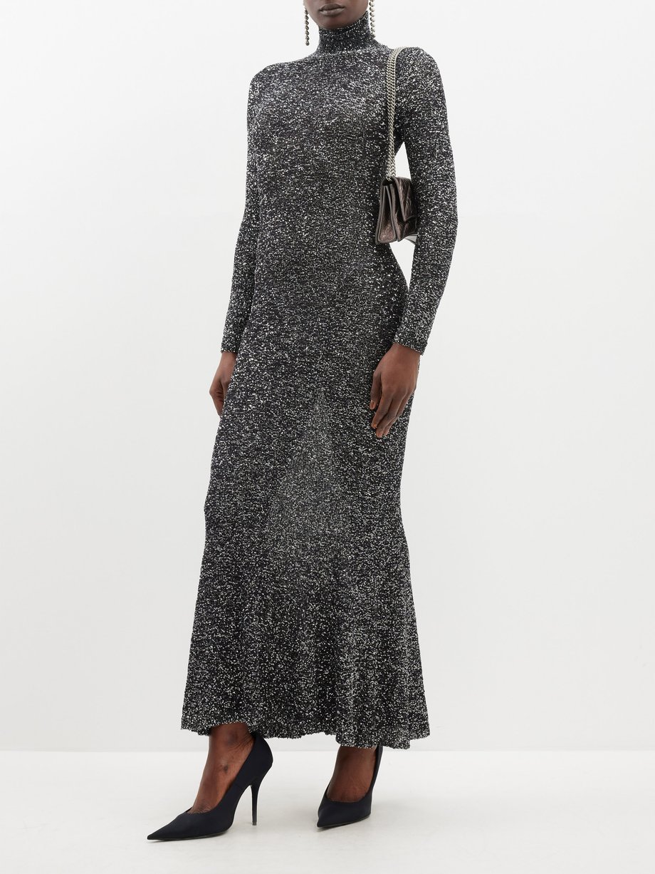 Black Sequinned knitted maxi dress | Balenciaga | MATCHESFASHION UK