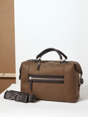 Métier Vagabond leather-trim cotton-twill briefcase