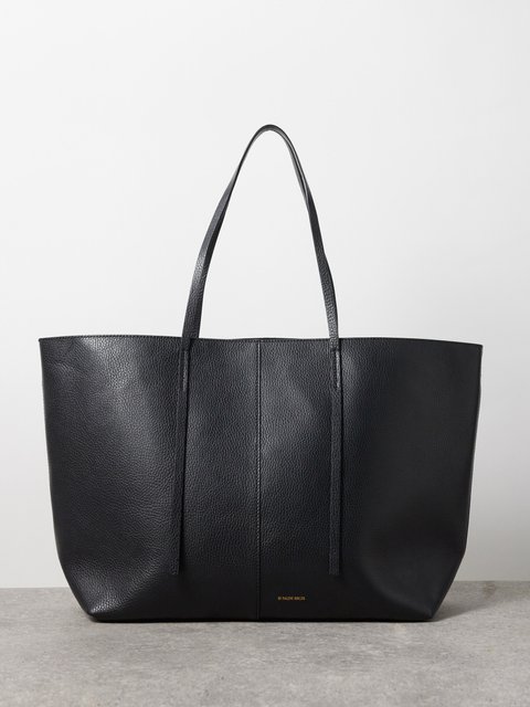 Black Abilla grained leather tote bag By Malene Birger MATCHES UK