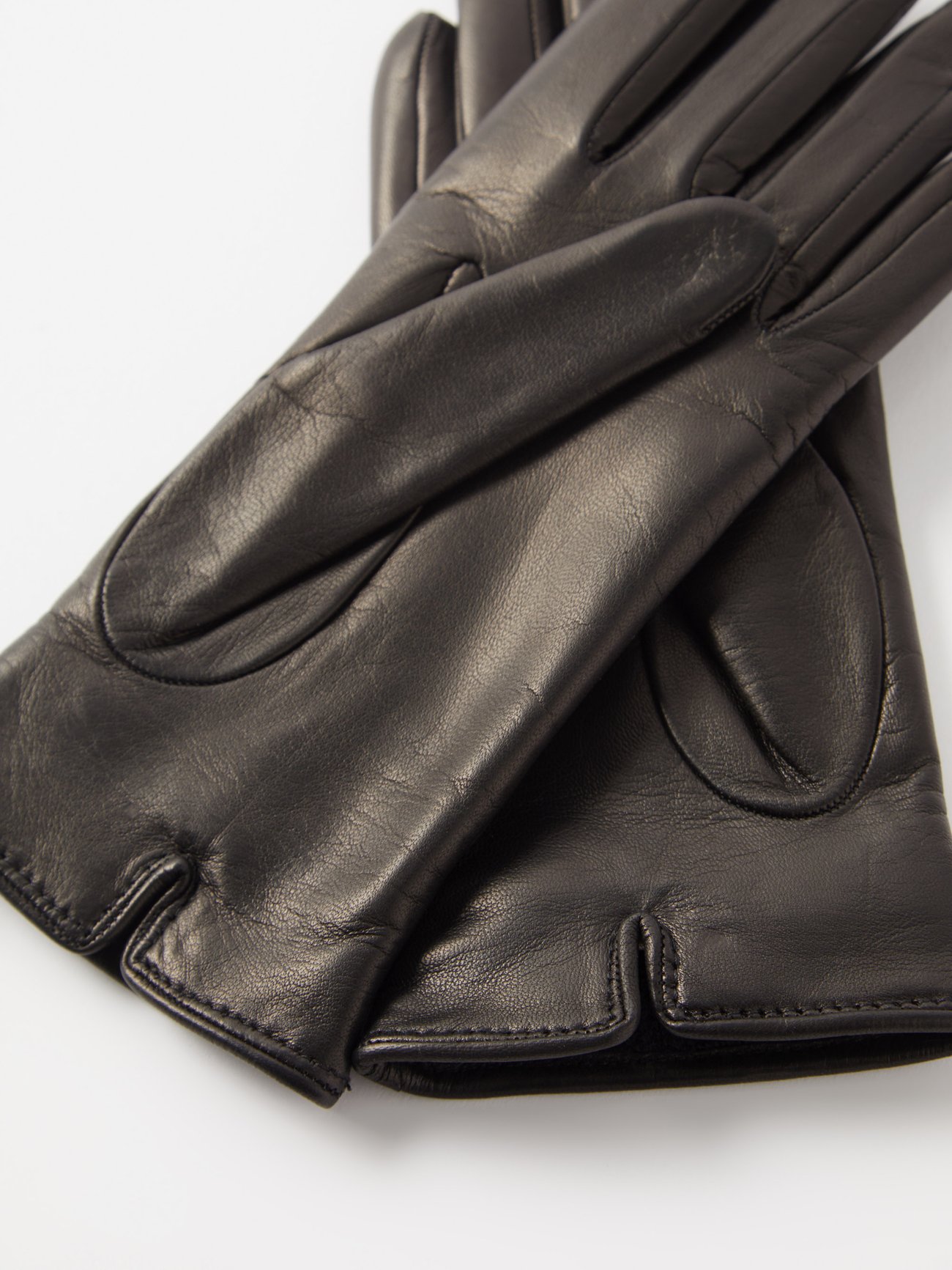 Leather gloves with Horsebit in black