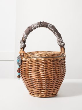 Fortela Scarf-handle wicker basket bag