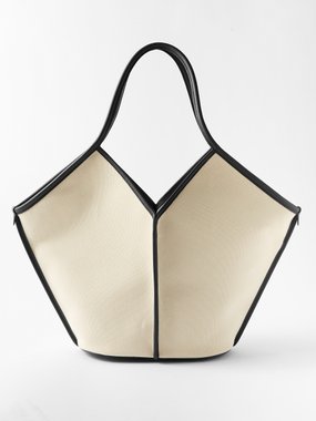 White Sinia woven-panel leather cross-body bag, Hereu