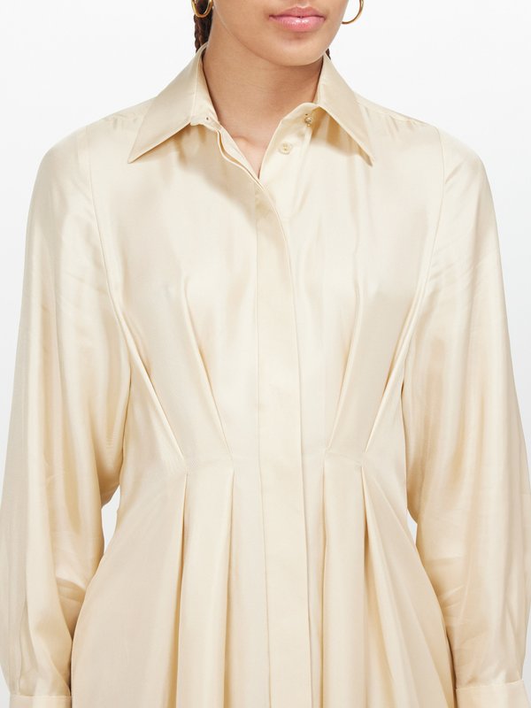 Zimmermann Natura pleated silk-twill midi shirt dress