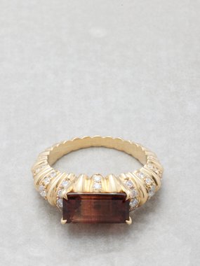 Lizzie Mandler Tourmaline, diamond & 18kt gold ring