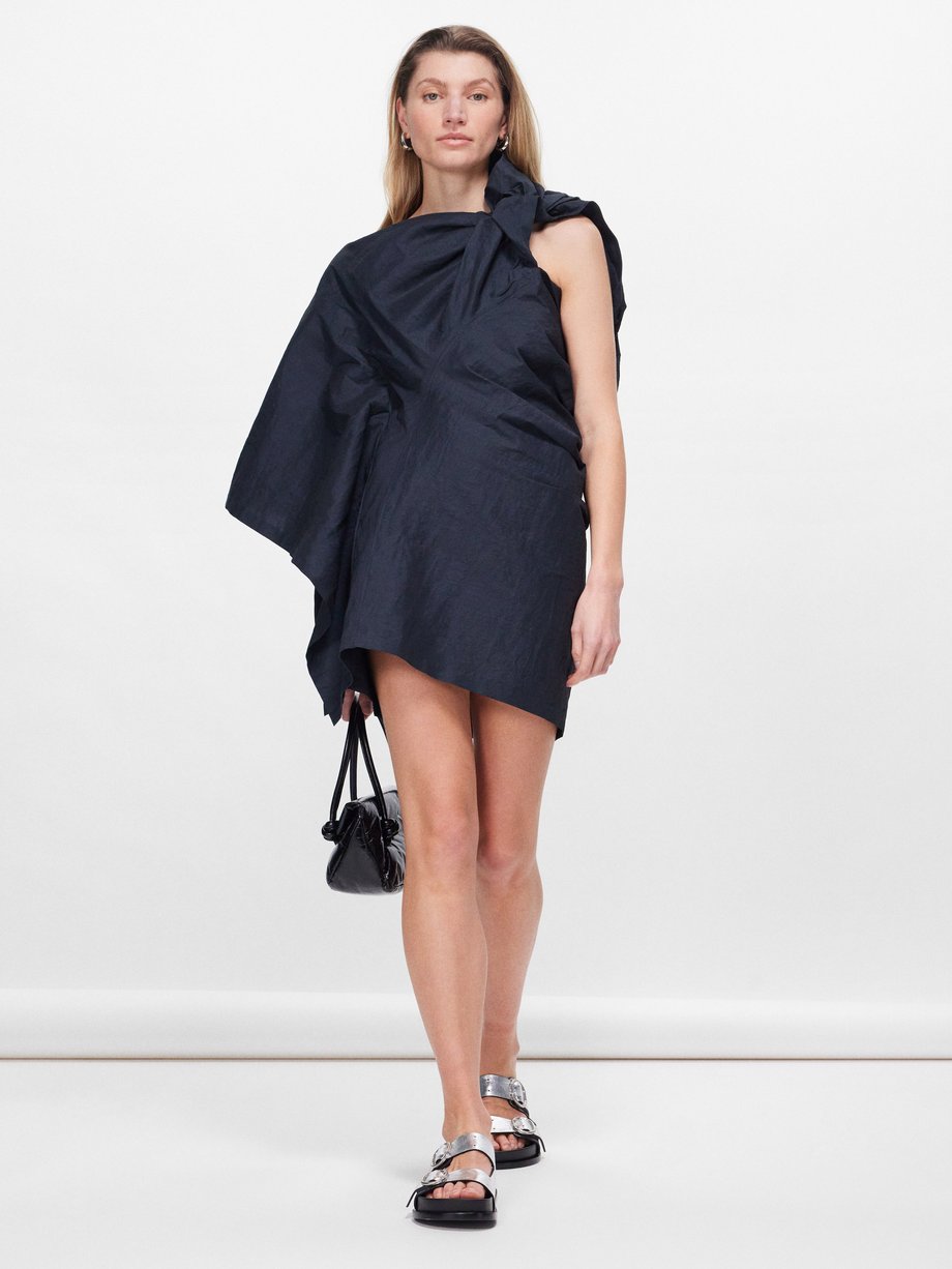 Issey Miyake Twisted crinkled-crepe mini dress